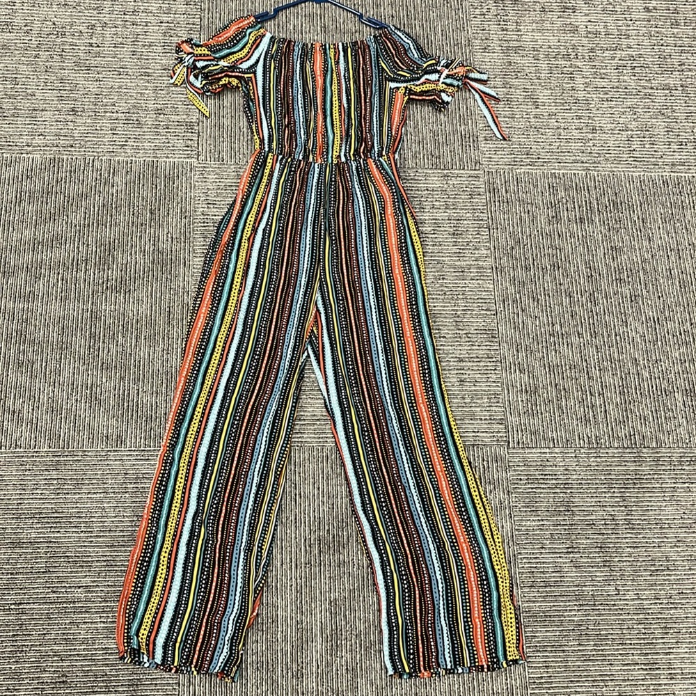 Tacera small bright striped jumpsuit